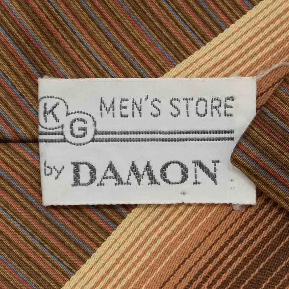 Damon Vintage Retro Brown Striped 60's 70's Necktie Neck Tie